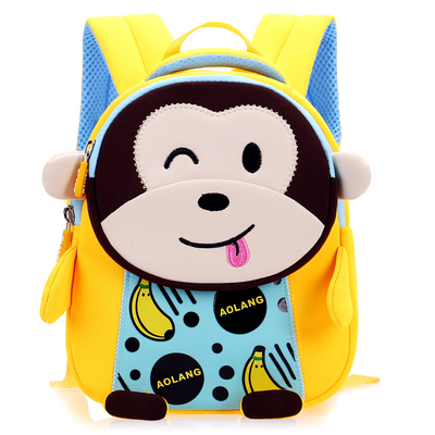 Дети обезьяны водоустойчивые укладывают рюкзак Schoolbags милого мультфильма неопрена 3D анти- потерянные 2 размера