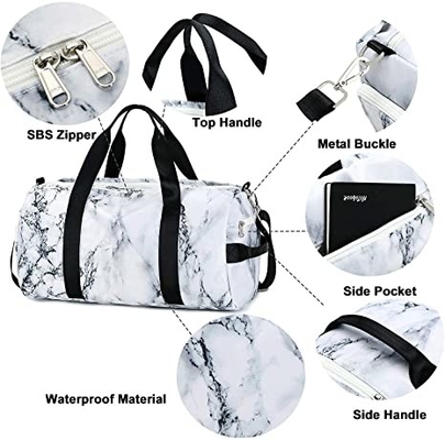Мраморные белые сумки Duffle спорт для женщин случайного 800g людей