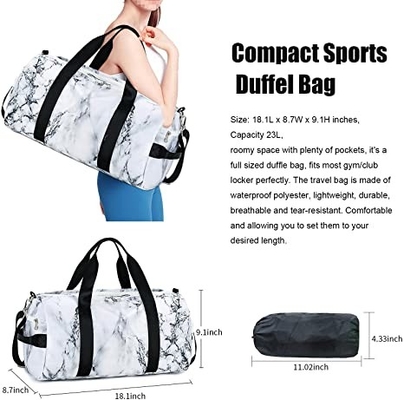 Мраморные белые сумки Duffle спорт для женщин случайного 800g людей
