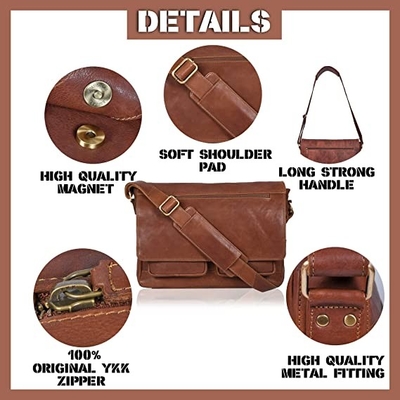 Cowhide 400g холста сумки посыльного женщин ноутбука 14inch кожаный