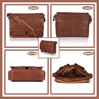 Cowhide 400g холста сумки посыльного женщин ноутбука 14inch кожаный