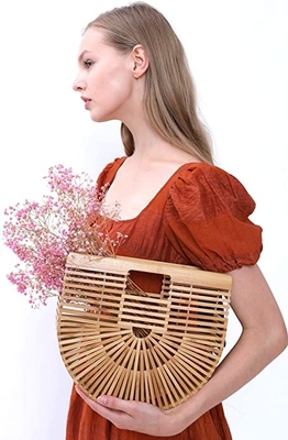 Сумки Tote бамбуковой сумки женщин OEM Handmade выстеганные